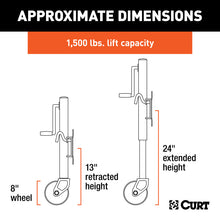 Load image into Gallery viewer, Curt Marine Jack w/8in Wheel (1500lbs 10in Travel)