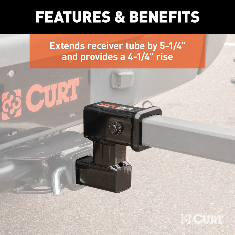 Curt Raised Receiver Adapter (2in Shank Not for Towing Use 4-1/4in Rise)
