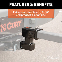 Load image into Gallery viewer, Curt Raised Receiver Adapter (2in Shank Not for Towing Use 4-1/4in Rise)