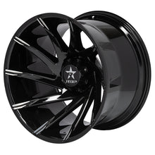Load image into Gallery viewer, RBP 77R Spike 20x10 6x139.7 BP / 5.5 BS / 0mm Offset 78mm CB Gloss Black w/Machined Accent Wheel