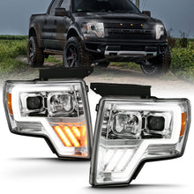 Load image into Gallery viewer, ANZO 2009-2013 Ford F-150 Projector Light Bar G4 Switchback Headlights Chrome Amber