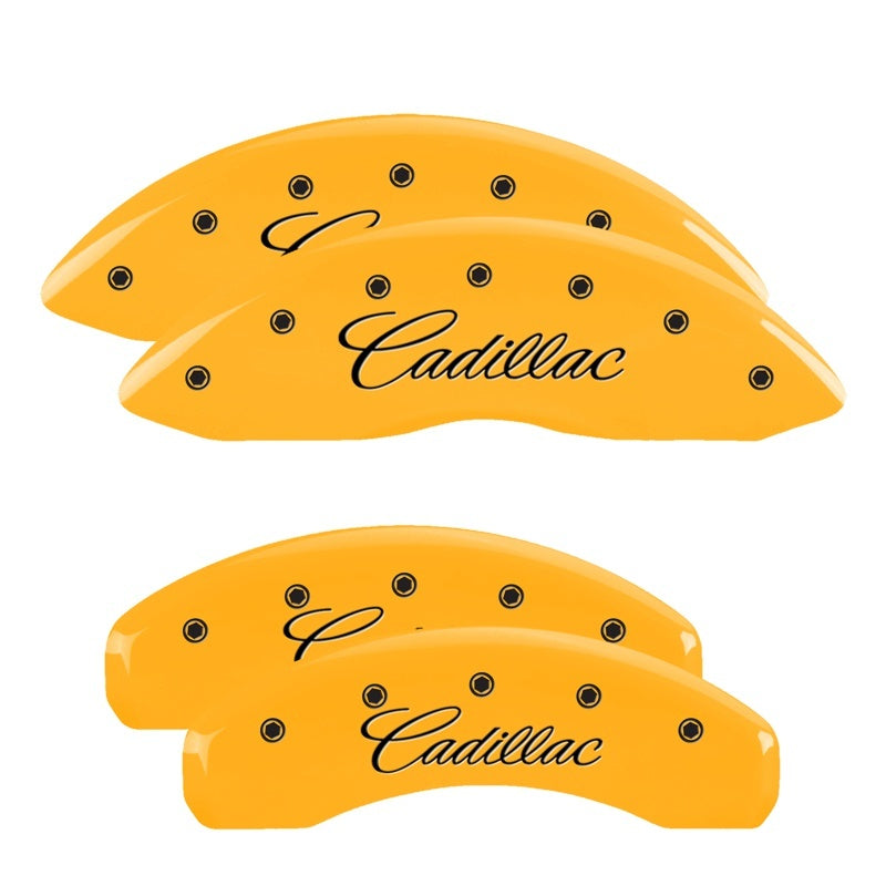 MGP 4 Caliper Covers Engraved F & R Cadillac Yellow Finish Black Char 2004 Cadillac Escalade EXT