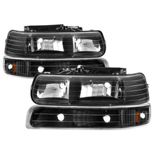 Load image into Gallery viewer, xTune Chevy Tahoe 00-06 Amber Crystal Headlights w/ Bumper Lights Black HD-JH-CSIL99-SET-AM-BK