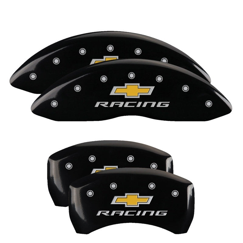 MGP 4 Caliper Covers Engraved F & R Chevy Racing Black Finish Silver Char 2019 Chevrolet Malibu