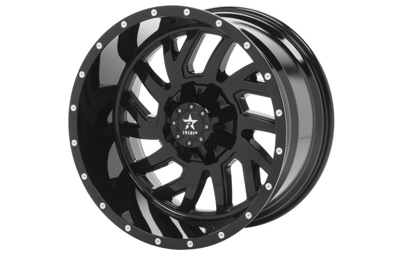 RBP 65R Glock 22x12 8x180 BP / 4.75 BS -44mm Offset 124.1mm CB (Hub Centric) Gloss Black Wheel