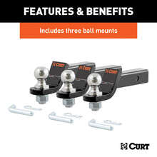 Load image into Gallery viewer, Curt Loaded Ball Mounts w/1-7/8in Balls (2in Shank 3500lbs 2in Drop 3-Pack)