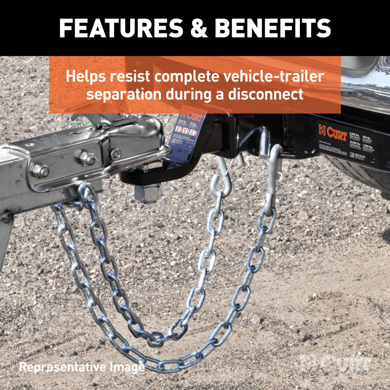 Curt 27in Safety Chain w/1 Snap Hook (5000lbs Clear Zinc)