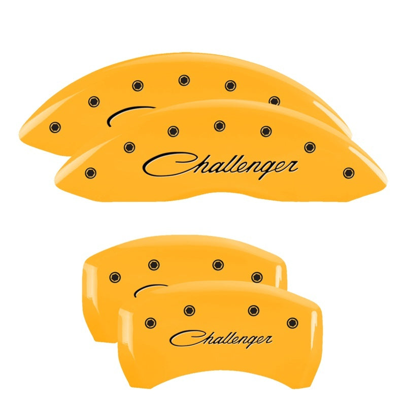 MGP 4 Caliper Covers Engraved F & R Cursive/Challenger Yellow Finish Black Char 2006 Dodge Charger