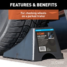 Load image into Gallery viewer, Curt Wheel Chock Set (Up to 17in Wide Wheels)