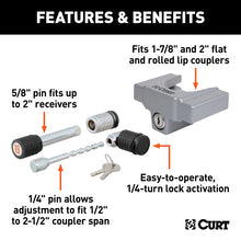 Load image into Gallery viewer, Curt Hitch &amp; Coupler Lock Set (2in Receiver 1/2in to 2-1/2in Latch 1-7/8in &amp; 2in Lip)