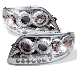 Spyder Ford F150 97-0 Projector - LED Halo Amber Reflector LED Chrome PRO-YD-FF15097-1P-AM-C