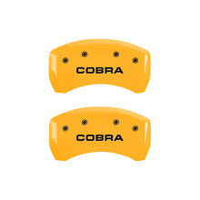 Load image into Gallery viewer, MGP 4 Caliper Covers Engraved Front &amp; Rear Cobra Yellow Finish Black Char 2006 Ford Mustang