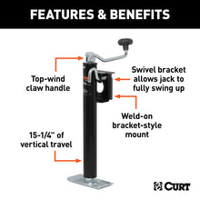 Load image into Gallery viewer, Curt Bracket-Mount Swivel Jack w/Top Handle (2000lbs 15in Travel)