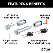 Load image into Gallery viewer, Curt Hitch &amp; Coupler Lock Set (2in Receiver 7/8in Latch)