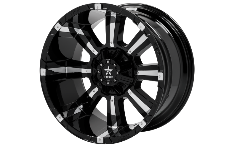 RBP 94R 22x12 6x139.7 BP / 4.75 BS -44mm Offset 108mm CB (Hub Centric) Black w/Chrome Inserts Wheel