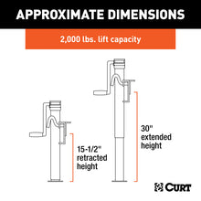 Load image into Gallery viewer, Curt Bracket-Mount Swivel Jack w/Side Handle (2000lbs 15in Travel)
