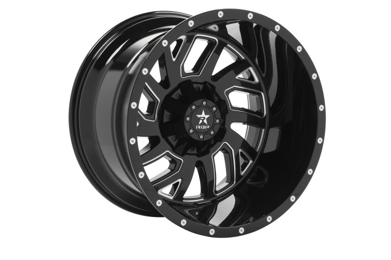 RBP 65R Glock 22x14 5x139.7 BP / 4.5 BS / -76mm Offset 78mm CB Gloss Black w/Machined Grooves Wheel