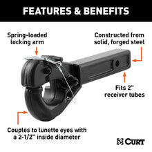 Load image into Gallery viewer, Curt Receiver-Mount Pintle Hook (2in Shank 20000lbs 2-1/2in Lunette Eyes)