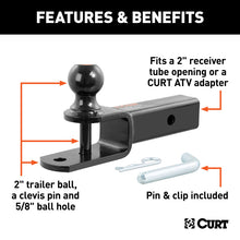 Load image into Gallery viewer, Curt 3-in-1 ATV Ball Mount w/2in Shank &amp; 2in Trailer Ball
