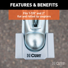 Load image into Gallery viewer, Curt Trailer Coupler Lock for 1-7/8in or 2in Flat Lip Couplers (Grey Aluminum)