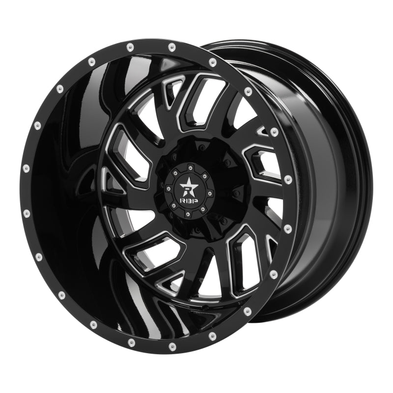 RBP 65R Glock 22x14 6x135/139.7 BP / 4.5 BS -76mm Offset 87mm CB Gloss Black Machined Grooves Wheel