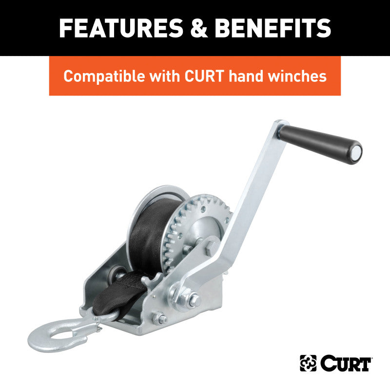 Curt 20ft Winch Strap w/Snap Hook (1100lbs)