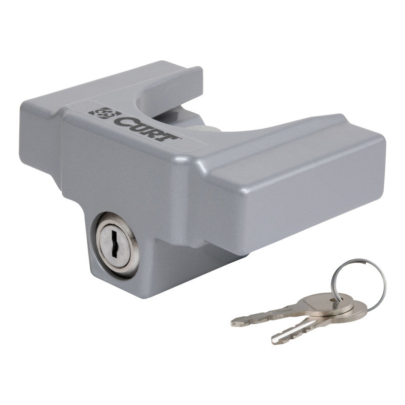 Curt Trailer Coupler Lock for 1-7/8in or 2in Flat Lip Couplers (Grey Aluminum)