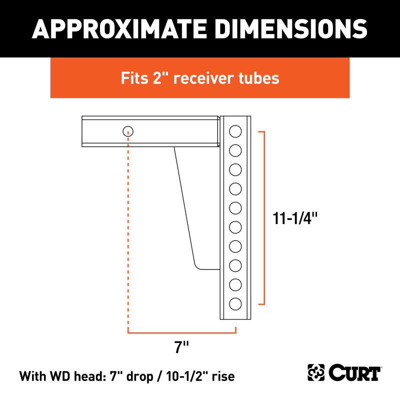 Curt Weight Distribution Shank (2in Shank 7in Drop 10-1/2in Rise)