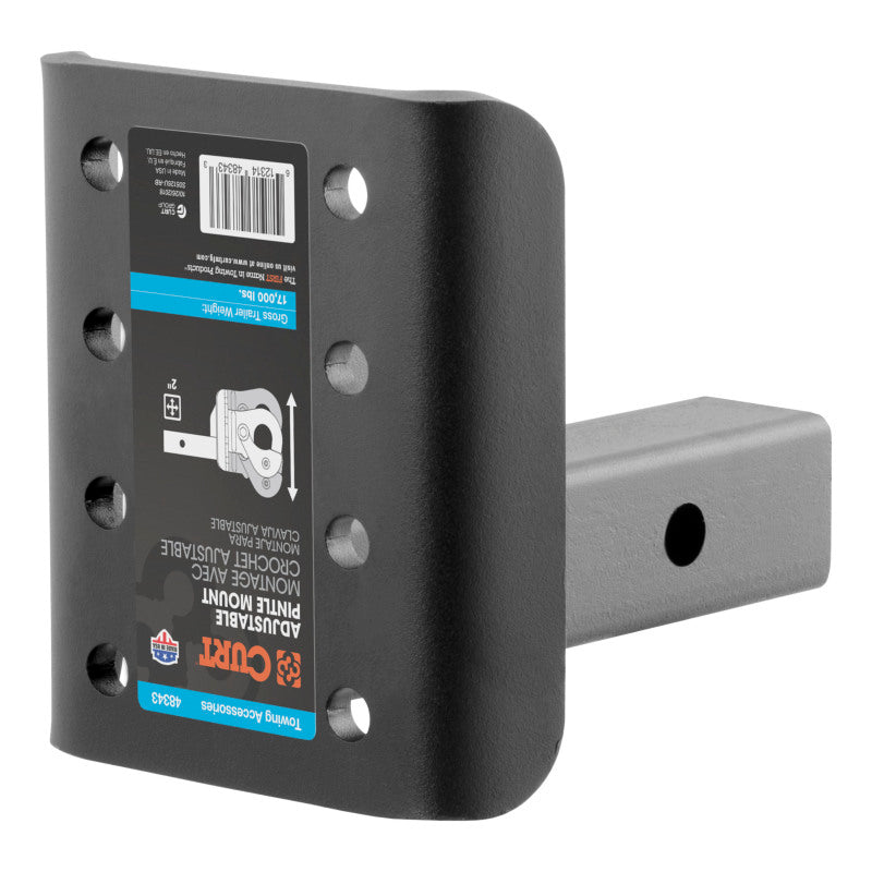 Curt Adjustable Pintle Mount (2in Shank 17000lbs 7-1/4in High 6in Long)