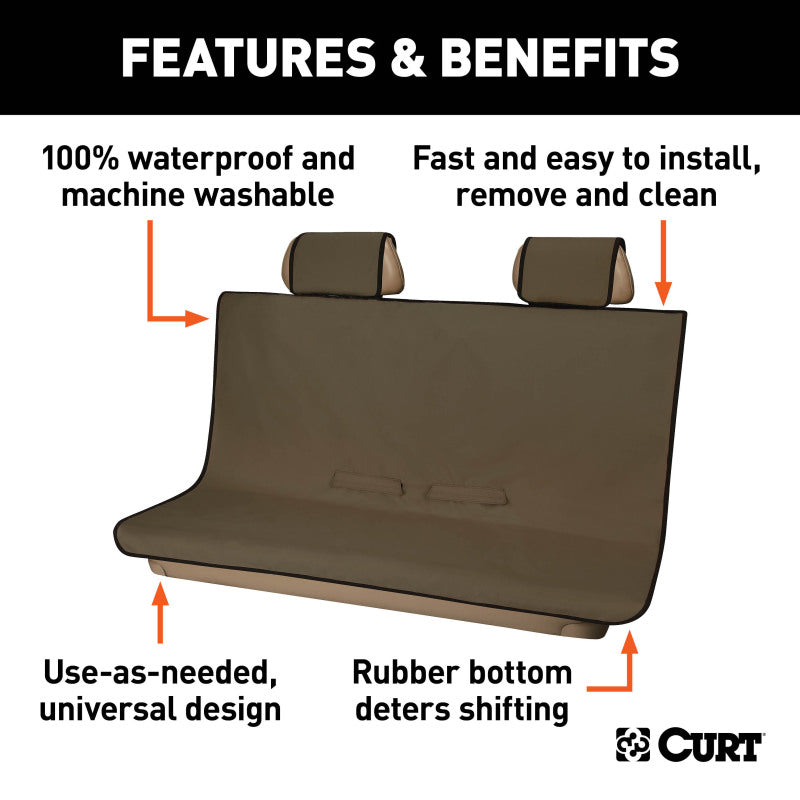 Curt Seat Defender 58in x 55in Removable Waterproof Brown Bench Seat Cover