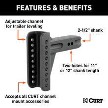 Load image into Gallery viewer, Curt Replacement 2-1/2in Adjustable Channel Mount Shank (20000lbs)