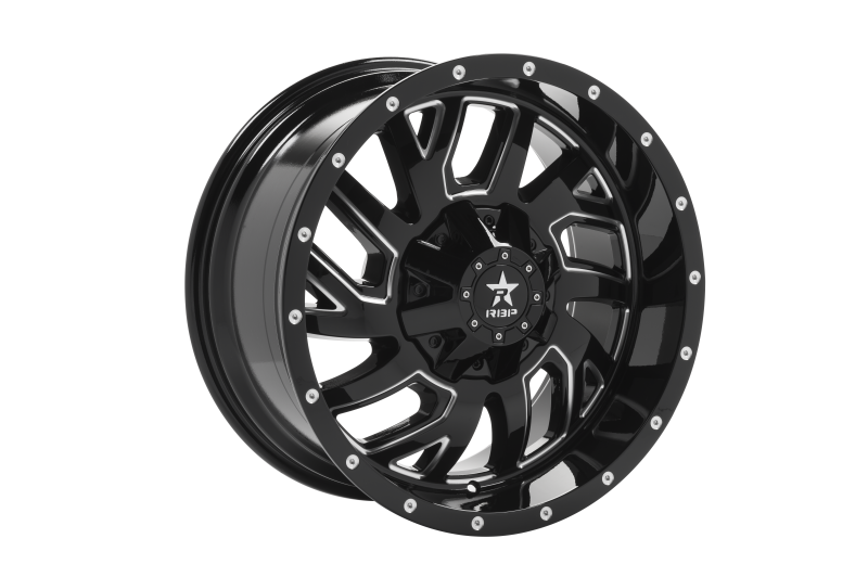 RBP 65R Glock 20x10 8x165.1 BP / 5.5 BS / 0mm Offset 121.3mm CB Gloss Black w/Machined Grooves Wheel