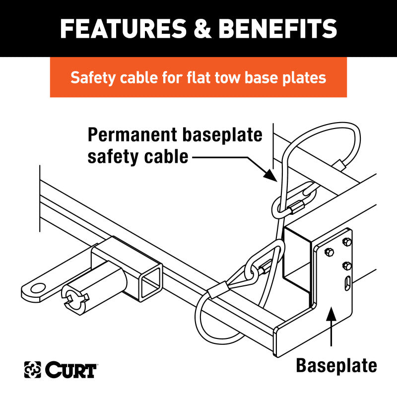 Curt Tow Bar Replacement Safety Cables 36in x 1/4in Diameter (3500lbs)