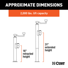 Load image into Gallery viewer, Curt Pipe-Mount Swivel Jack w/Top Handle (2000lbs 15in Travel)