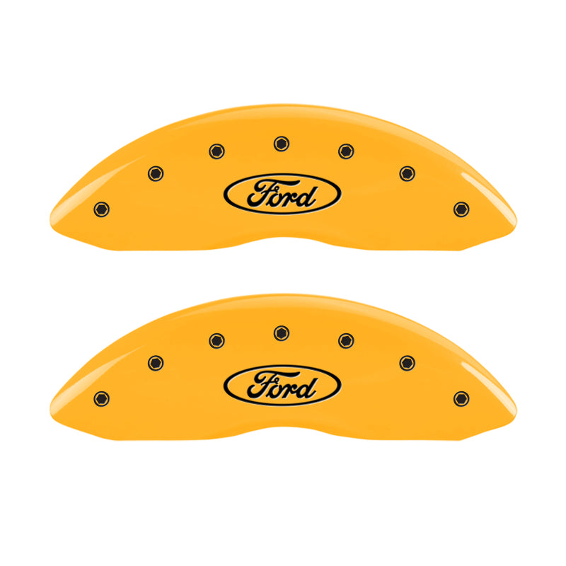 MGP 4 Caliper Covers Engraved F & R Oval Logo/Ford Yellow Finish Black Char 2002 Ford Crown Victoria