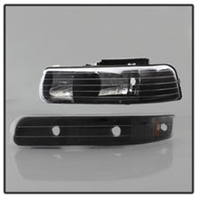Load image into Gallery viewer, xTune Chevy Tahoe 00-06 Amber Crystal Headlights w/ Bumper Lights Black HD-JH-CSIL99-SET-AM-BK
