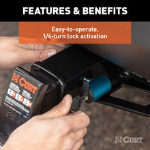 Load image into Gallery viewer, Curt 1/2in Hitch Lock w/5/8in Adapter (1-1/4in or 2in Receiver Right-Angle Chrome)