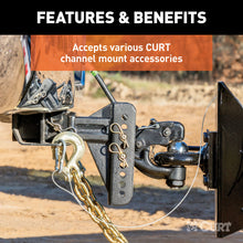 Load image into Gallery viewer, Curt Adjustable Channel Mount w/Dual Ball (2-1/2in Shank 20000lbs 6in Drop)