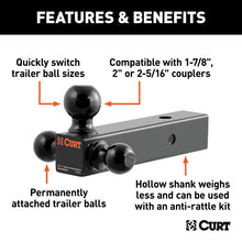 Load image into Gallery viewer, Curt Multi-Ball Mount (2-1/2in Hollow Shank 1-7/8in 2in &amp; 2-5/16in Black Balls)
