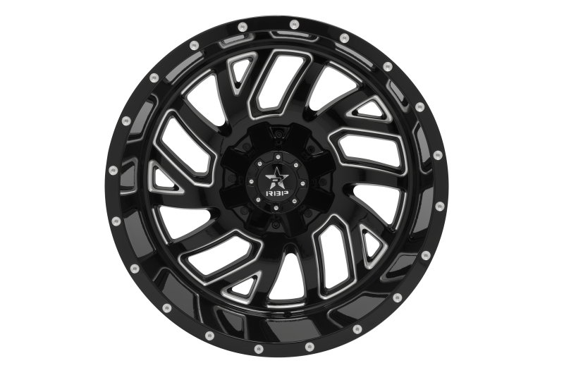 RBP 65R Glock 22x12 5x114.3 BP / 4.75 BS / -44mm Offset 78mm CB Gloss Black w/Machined Grooves Wheel