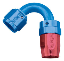 Load image into Gallery viewer, Russell Performance -10 AN Red/Blue 120 Degree Full Flow Swivel Hose End (With 15/16in Radius)