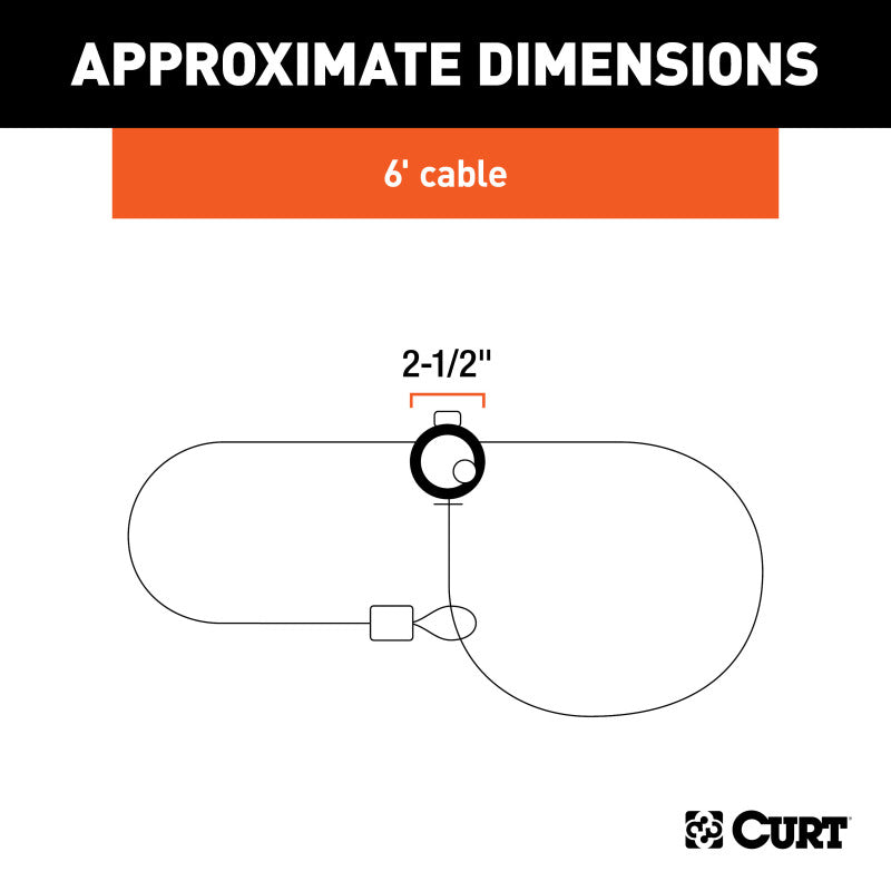 Curt Multi-Use Cable Lock (6ft x 3/8in Cable Vinyl-Coated Braided Steel)