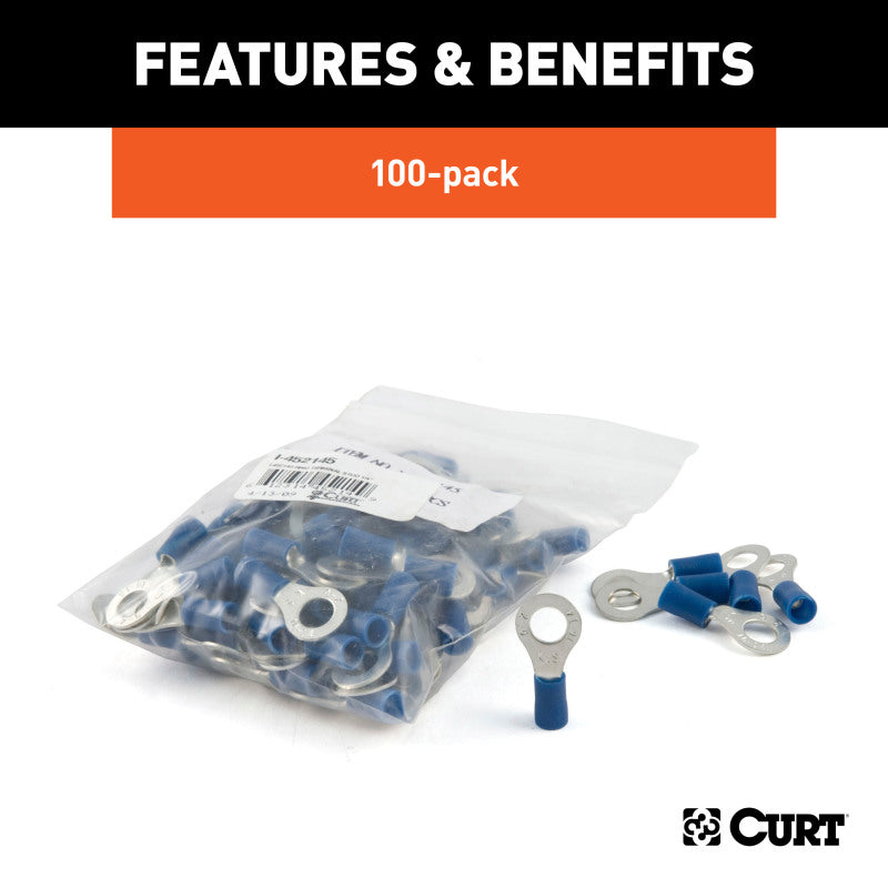 Curt Ring Terminals (16-14 Wire Gauge 1/4in Stud Size 100-Pack)