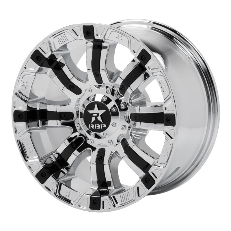 RBP 94R 18x9.0 8x170 BP / 5 BS 0mm Offset 129mm CB (Hub Centric) Chrome w/Black Inserts Wheel