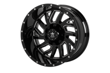 Load image into Gallery viewer, RBP 65R Glock 22x12 6x139.7 BP / 4.75 BS / -44mm Offset 78mm CB Gloss Black w/Machined Grooves Wheel