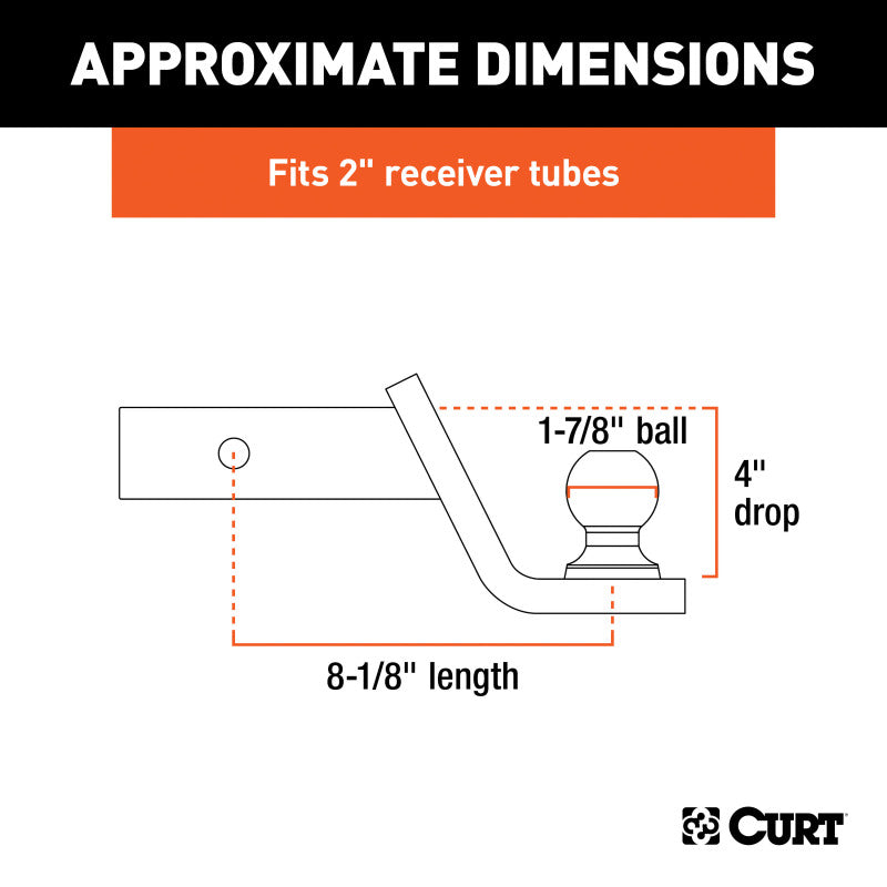 Curt Fusion Ball Mount w/1-7/8in Ball (2in Shank 5000lbs 4in Drop)