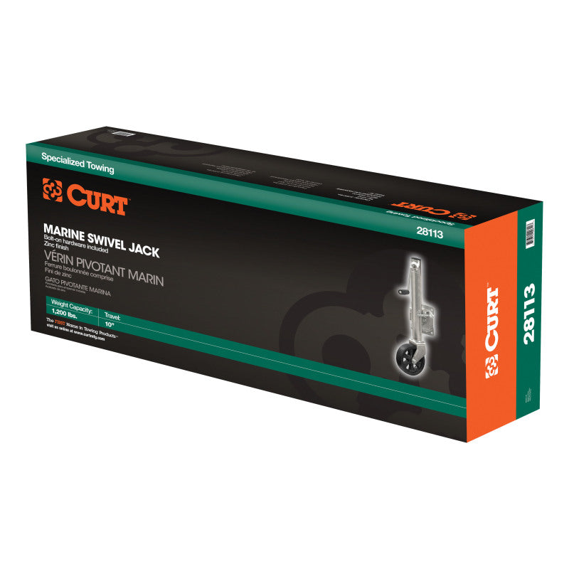 Curt Marine Jack w/6in Wheel (1200lbs 10in Travel Packaged)