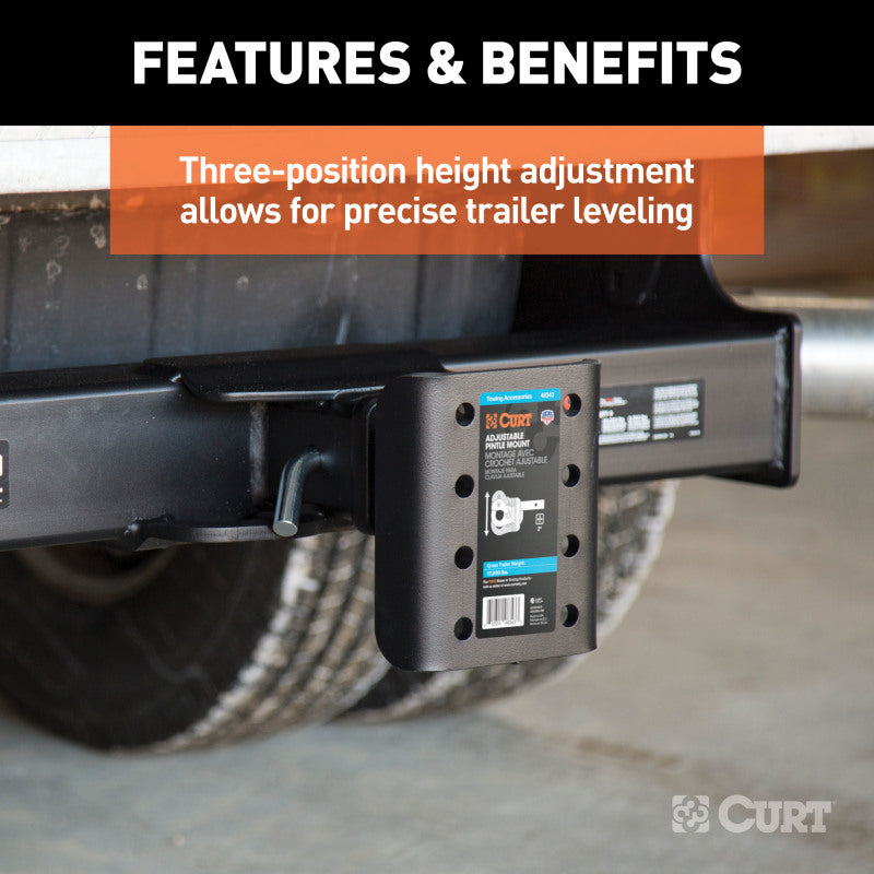 Curt Adjustable Pintle Mount (2in Shank 17000lbs 7-1/4in High 6in Long)