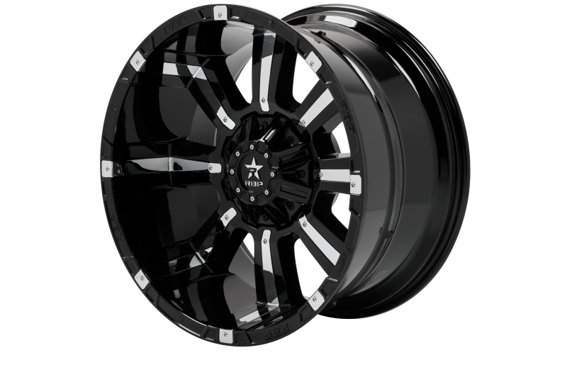 RBP 94R 22x12 8x170 BP / 4.75 BS -44mm Offset 129mm CB (Hub Centric) Black w/Chrome Inserts Wheel