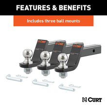 Load image into Gallery viewer, Curt Loaded Ball Mounts w/2in Balls (2in Shank 7500lbs 4in Drop 3-Pack)